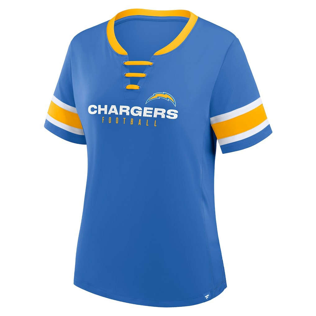 Los Angeles Chargers Women's Redzone Draw Play Athena Lace-Up T-Shirt Powder Blue - Fanatics