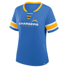Los Angeles Chargers Women's Redzone Draw Play Athena Lace-Up T-Shirt Powder Blue - Fanatics
