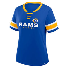 Los Angeles Rams Women's Redzone Draw Play Athena Lace-Up T-Shirt Royal - Fanatics