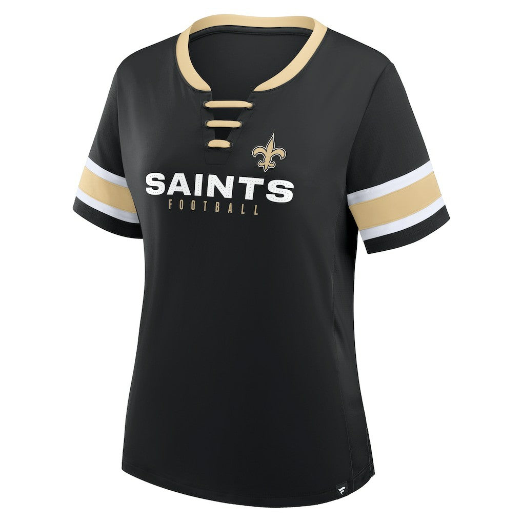New Orleans Saints Women's Redzone Draw Play Athena Lace-Up T-Shirt Black - Fanatics