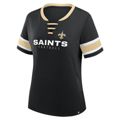 New Orleans Saints Women's Redzone Draw Play Athena Lace-Up T-Shirt Black - Fanatics