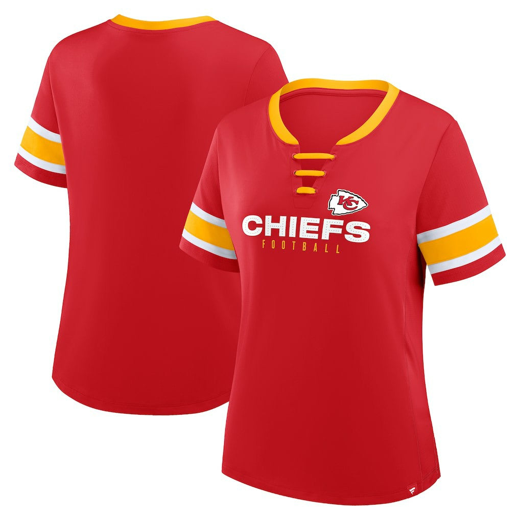 Kansas City Chiefs Women's Redzone Draw Play Athena Lace-Up T-Shirt Red - Fanatics
