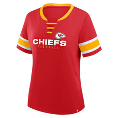 Kansas City Chiefs Women's Redzone Draw Play Athena Lace-Up T-Shirt Red - Fanatics