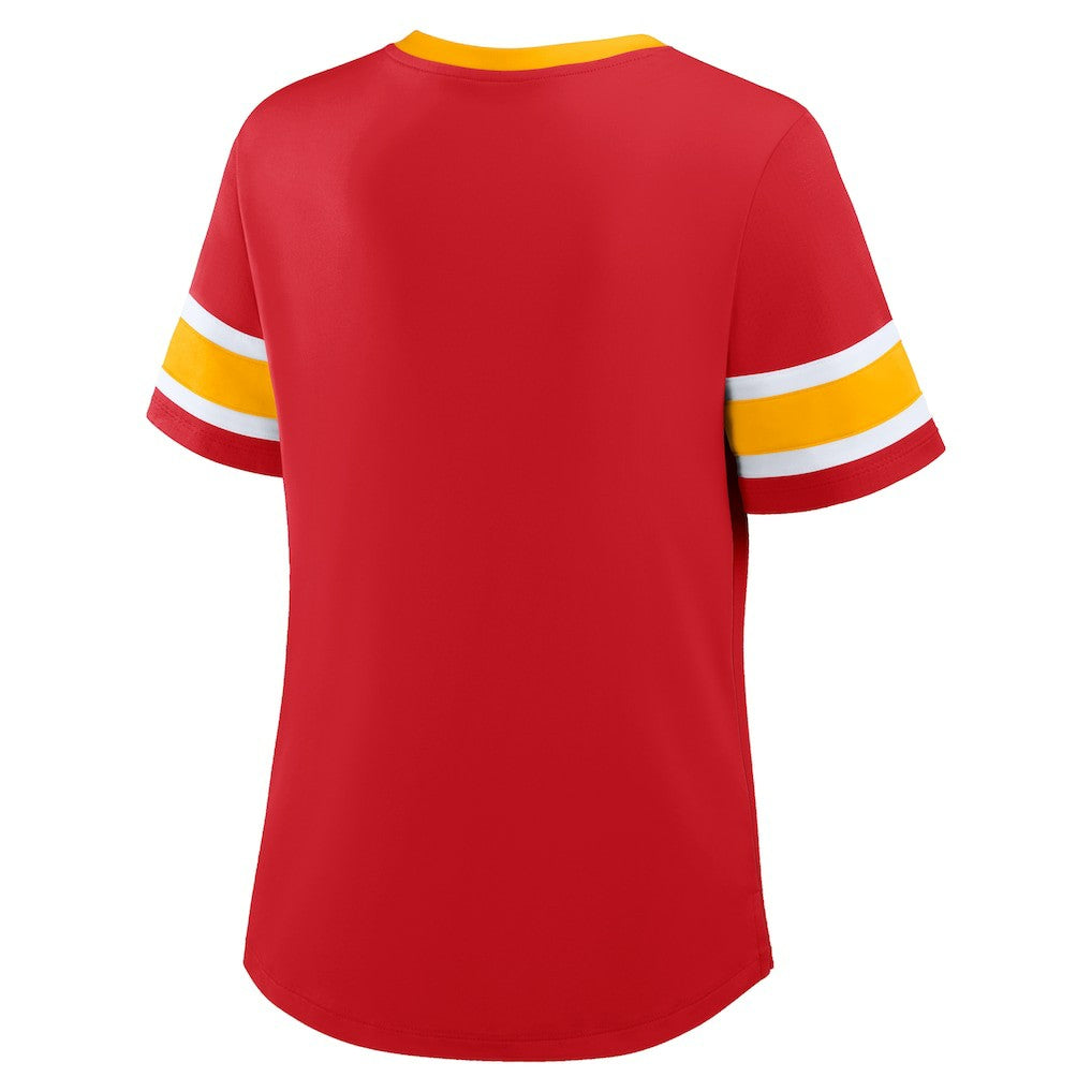 Kansas City Chiefs Women's Redzone Draw Play Athena Lace-Up T-Shirt Red - Fanatics