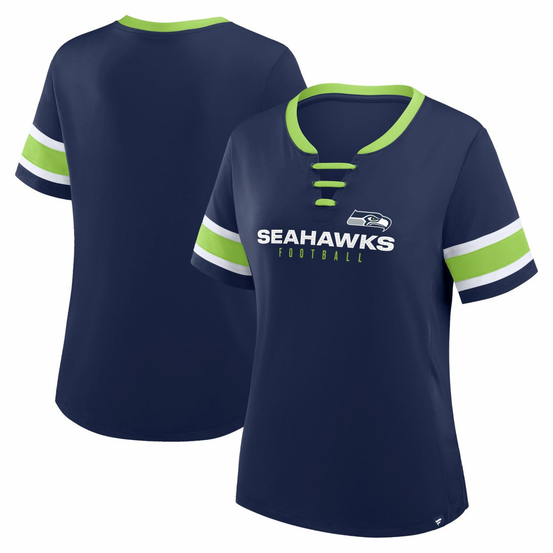 Seattle Seahawks Women's Redzone Draw Play Athena Lace-Up T-Shirt College Navy - Fanatics