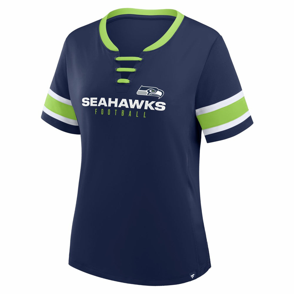 Seattle Seahawks Women's Redzone Draw Play Athena Lace-Up T-Shirt College Navy - Fanatics