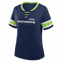 Seattle Seahawks Women's Redzone Draw Play Athena Lace-Up T-Shirt College Navy - Fanatics
