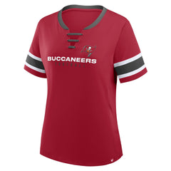 Tampa Bay Buccaneers Women's Redzone Draw Play Athena Lace-Up T-Shirt Red - Fanatics