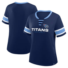 Tennessee Titans Women's Redzone Draw Play Athena Lace-Up T-Shirt Navy - Fanatics