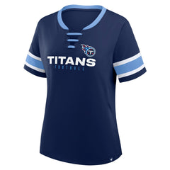 Tennessee Titans Women's Redzone Draw Play Athena Lace-Up T-Shirt Navy - Fanatics