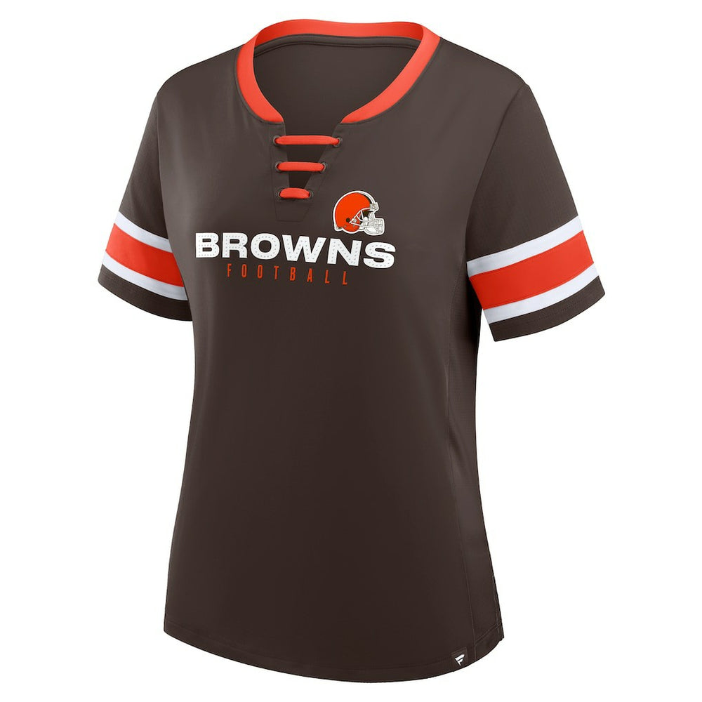 Cleveland Browns Women's Redzone Draw Play Athena Lace-Up T-Shirt Brown - Fanatics