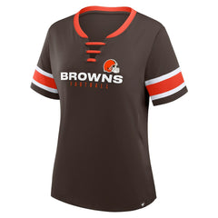 Cleveland Browns Women's Redzone Draw Play Athena Lace-Up T-Shirt Brown - Fanatics