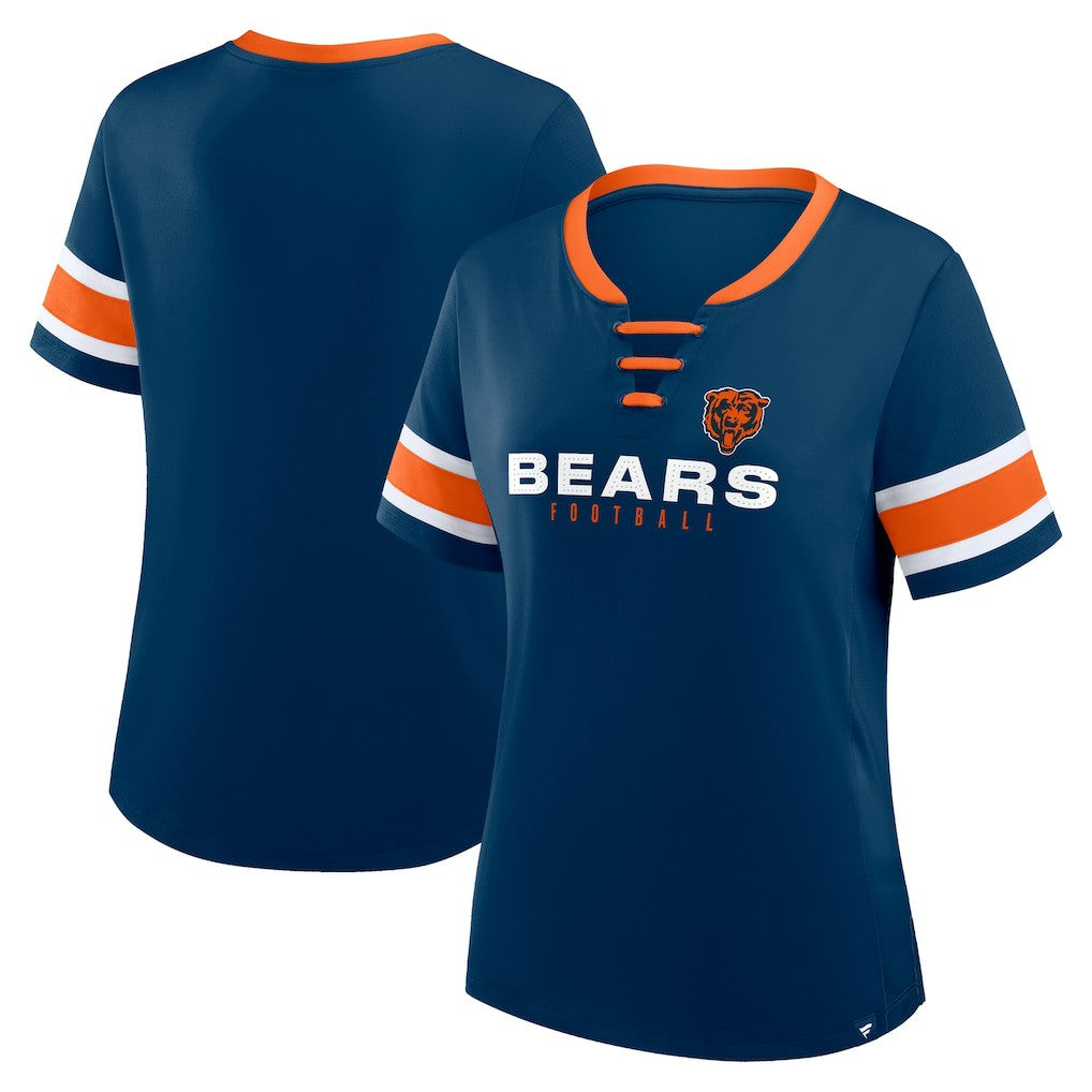 Chicago Bears Women's Redzone Draw Play Athena Lace-Up T-Shirt Navy - Fanatics