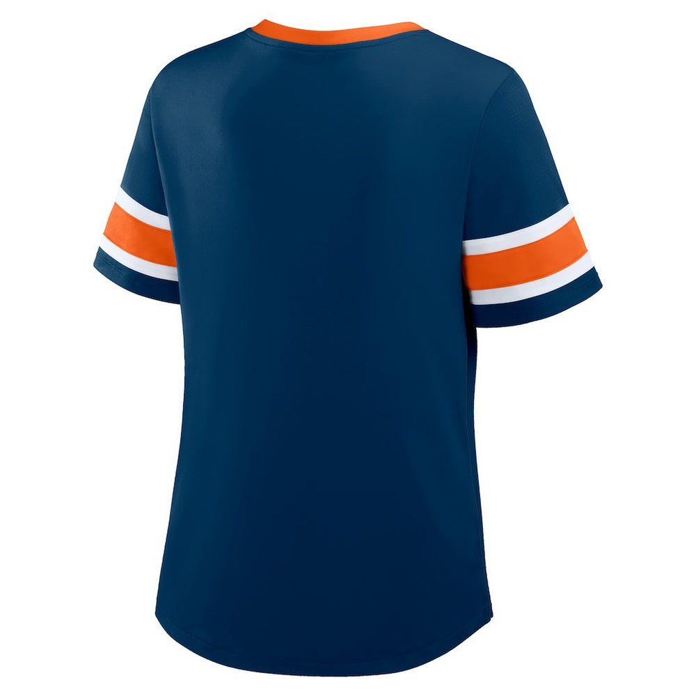 Chicago Bears Women's Redzone Draw Play Athena Lace-Up T-Shirt Navy - Fanatics