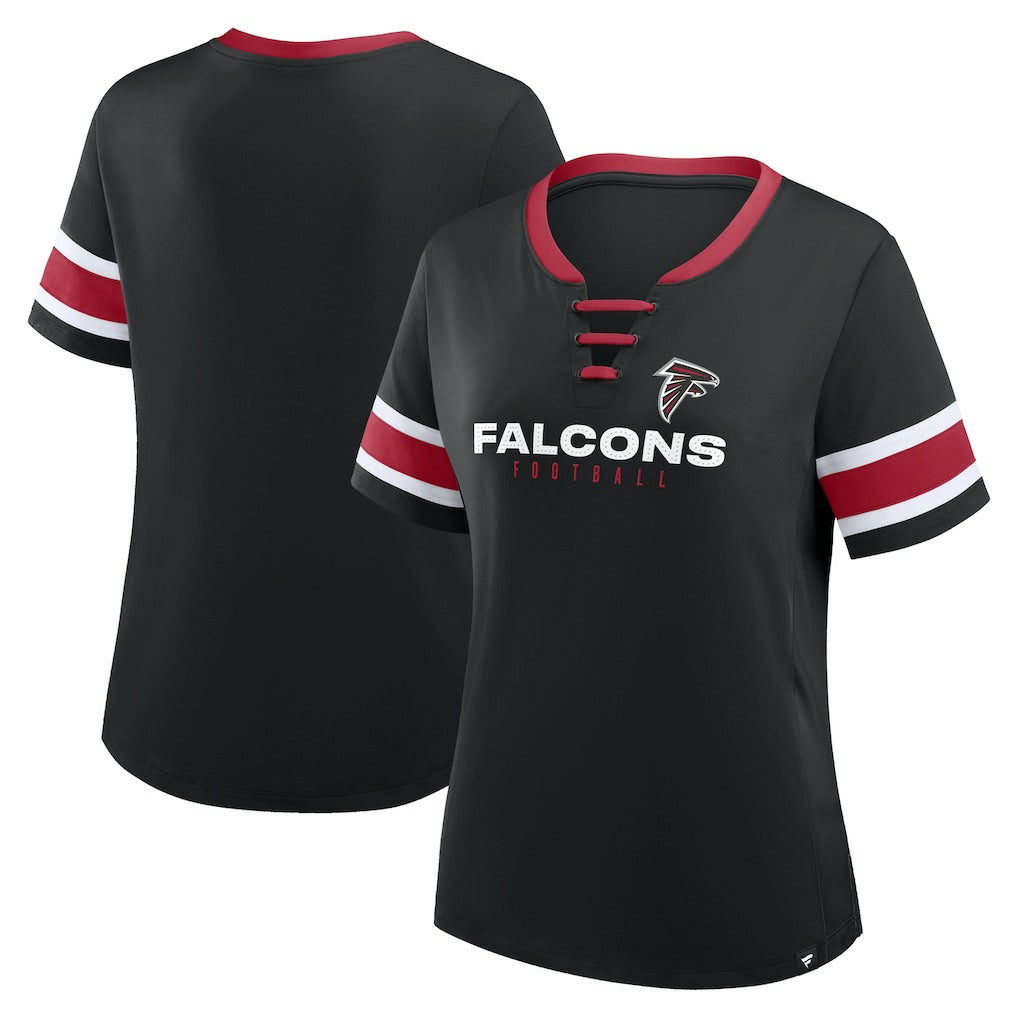 Atlanta Falcons Women's Redzone Draw Play Athena Lace-Up T-Shirt Black - Fanatics