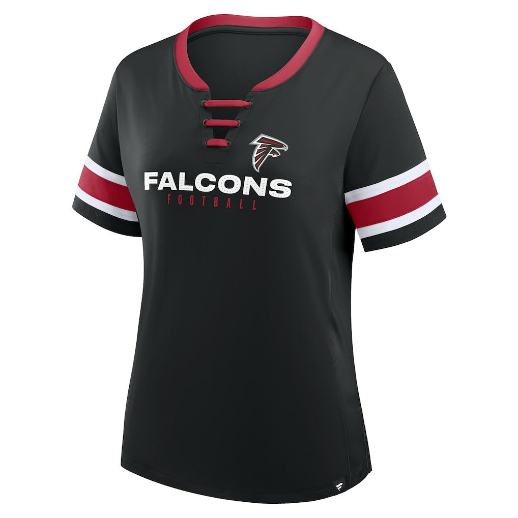 Atlanta Falcons Women's Redzone Draw Play Athena Lace-Up T-Shirt Black - Fanatics