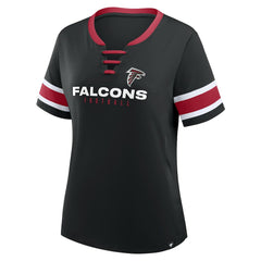 Atlanta Falcons Women's Redzone Draw Play Athena Lace-Up T-Shirt Black - Fanatics