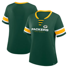 Green Bay Packers Women's Redzone Draw Play Athena Lace-Up T-Shirt Green - Fanatics