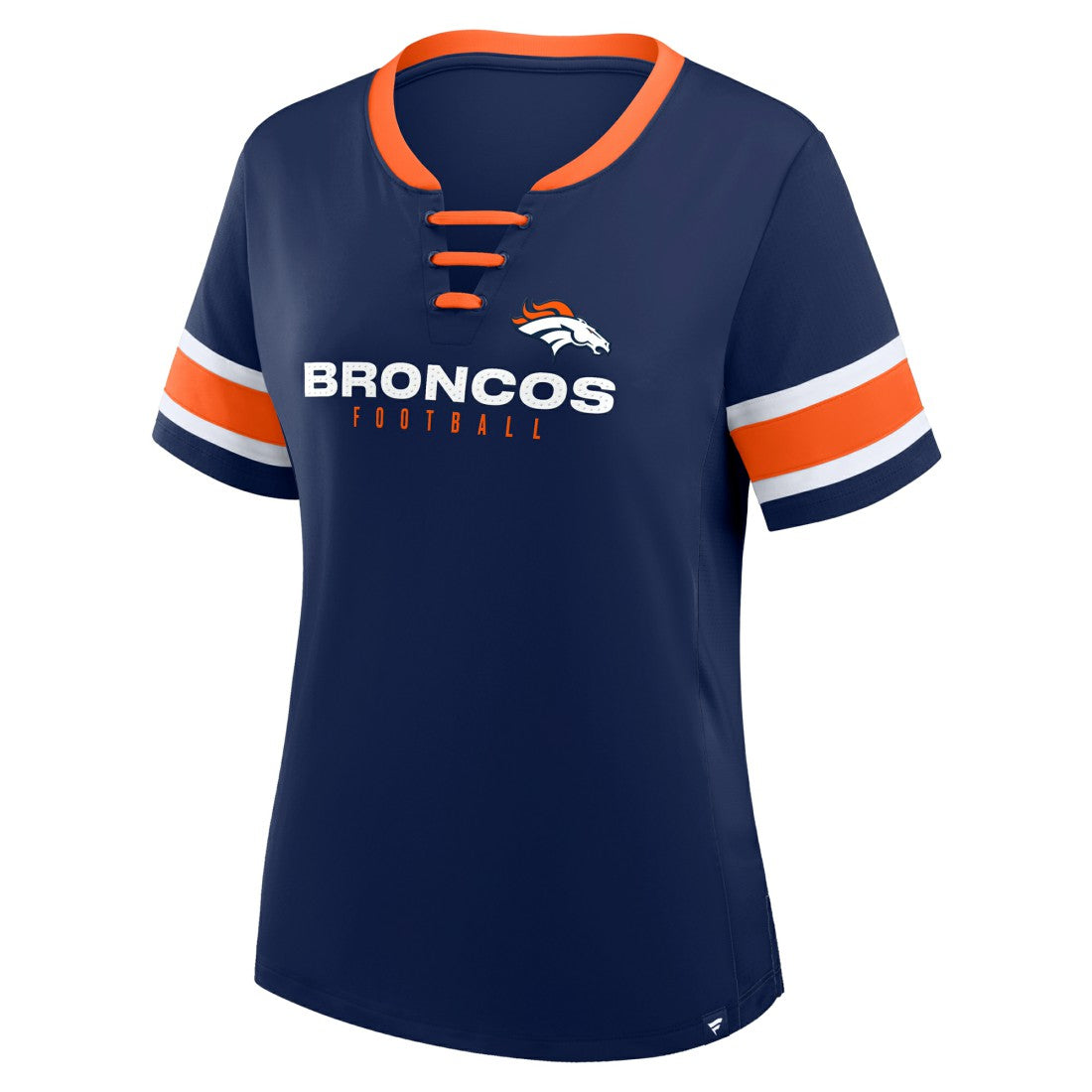 Denver Broncos Women's Redzone Draw Play Athena Lace-Up T-Shirt Navy - Fanatics
