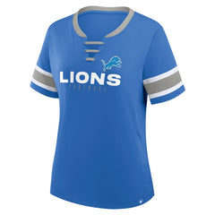 Detroit Lions Women's Redzone Draw Play Athena Lace-Up T-Shirt Blue - Fanatics