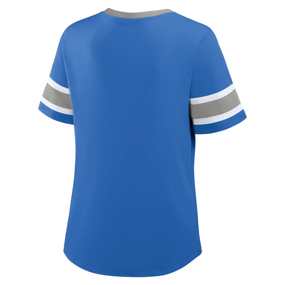 Detroit Lions Women's Redzone Draw Play Athena Lace-Up T-Shirt Blue - Fanatics