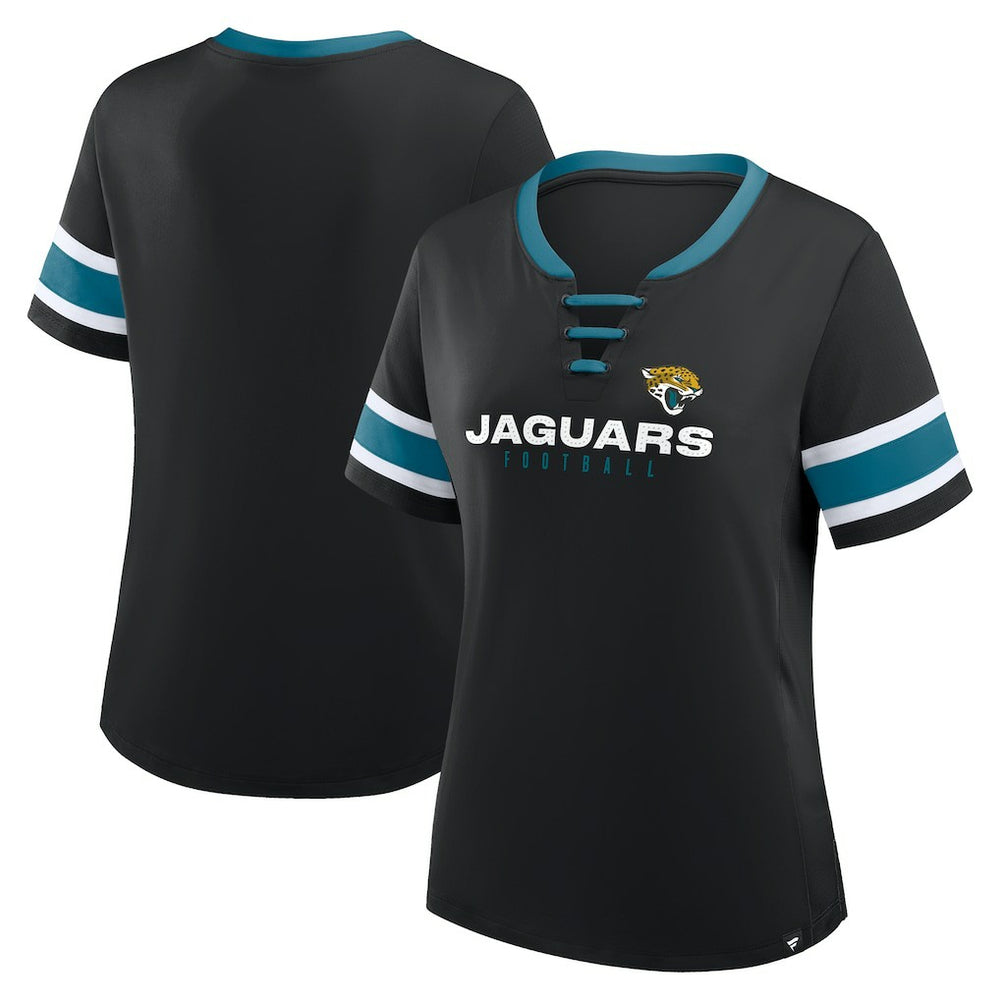 Jacksonville Jaguars Women's Redzone Draw Play Athena Lace-Up T-Shirt Black - Fanatics