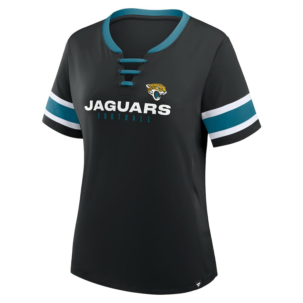 Jacksonville Jaguars Women's Redzone Draw Play Athena Lace-Up T-Shirt Black - Fanatics