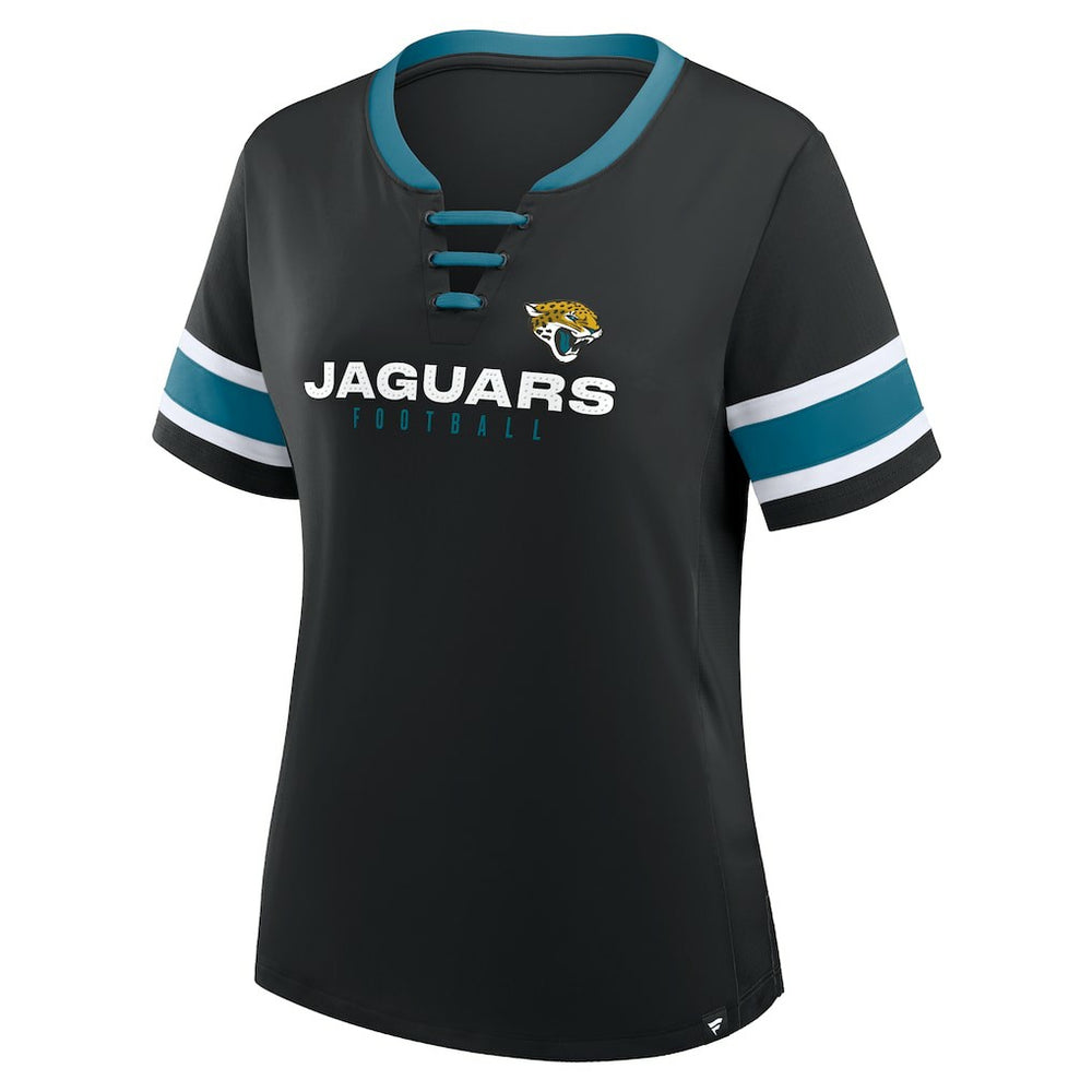Jacksonville Jaguars Women's Redzone Draw Play Athena Lace-Up T-Shirt Black - Fanatics