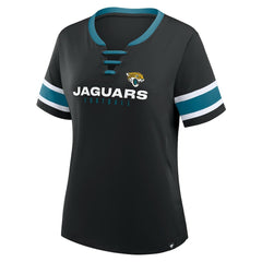 Jacksonville Jaguars Women's Redzone Draw Play Athena Lace-Up T-Shirt Black - Fanatics