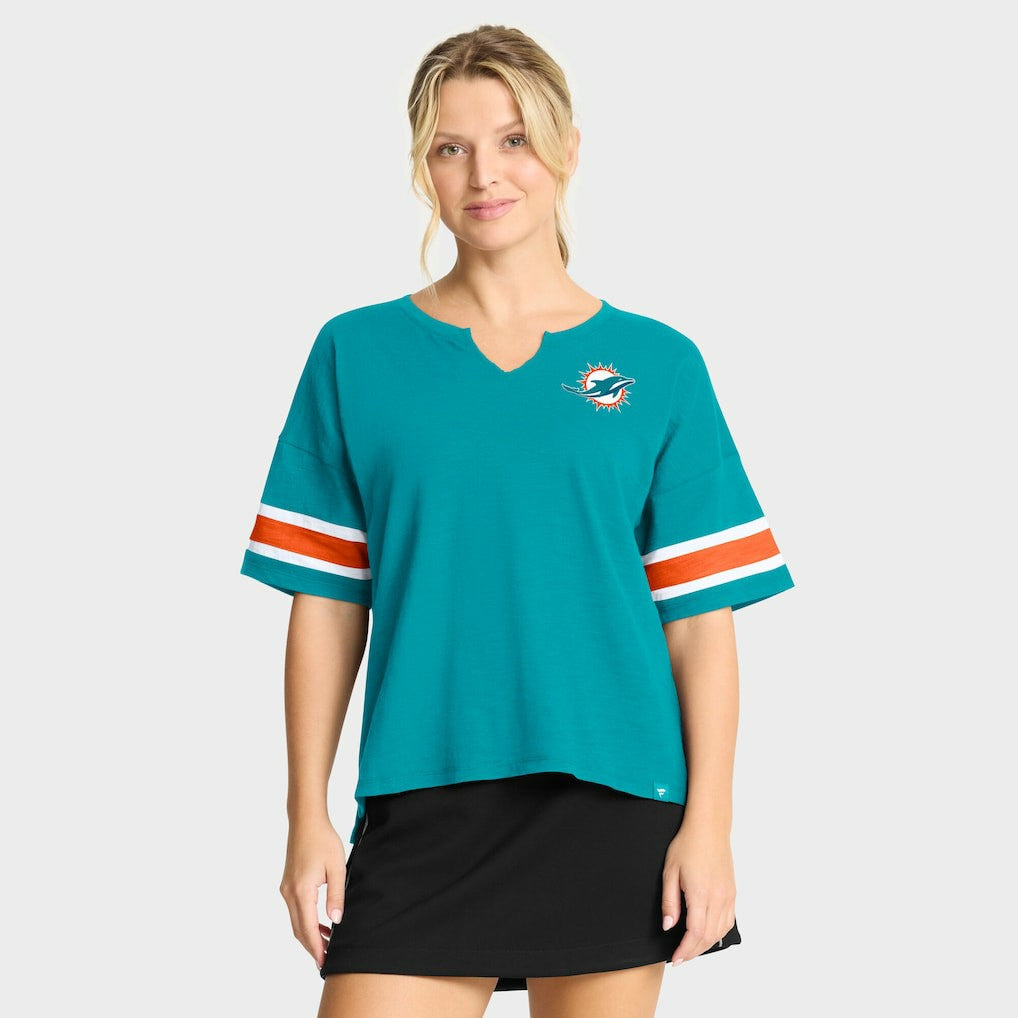 Miami Dolphins Women's Redzone Curl Route T-Shirt Aqua - Fanatics