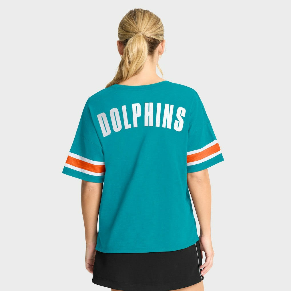 Miami Dolphins Women's Redzone Curl Route T-Shirt Aqua - Fanatics