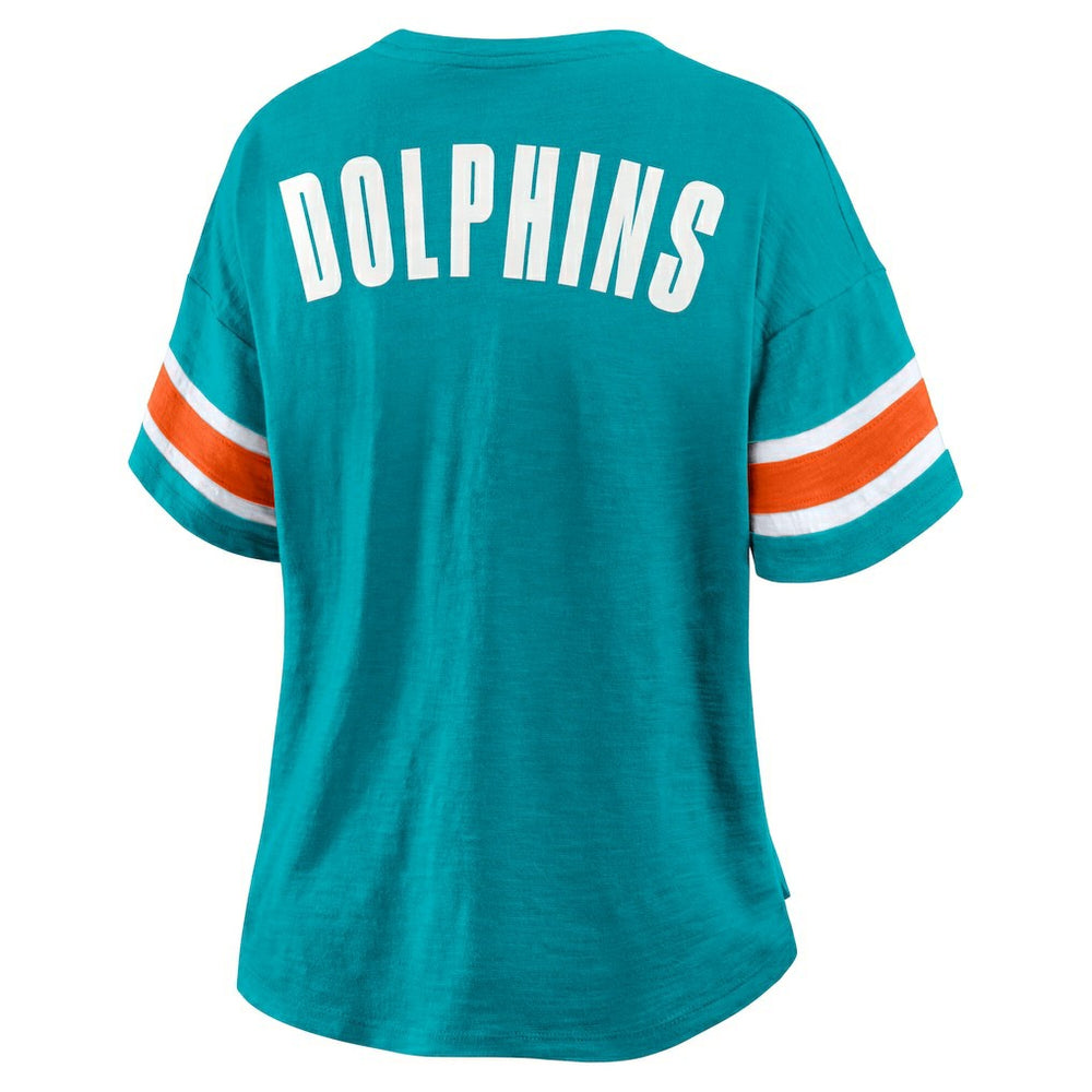 Miami Dolphins Women's Redzone Curl Route T-Shirt Aqua - Fanatics
