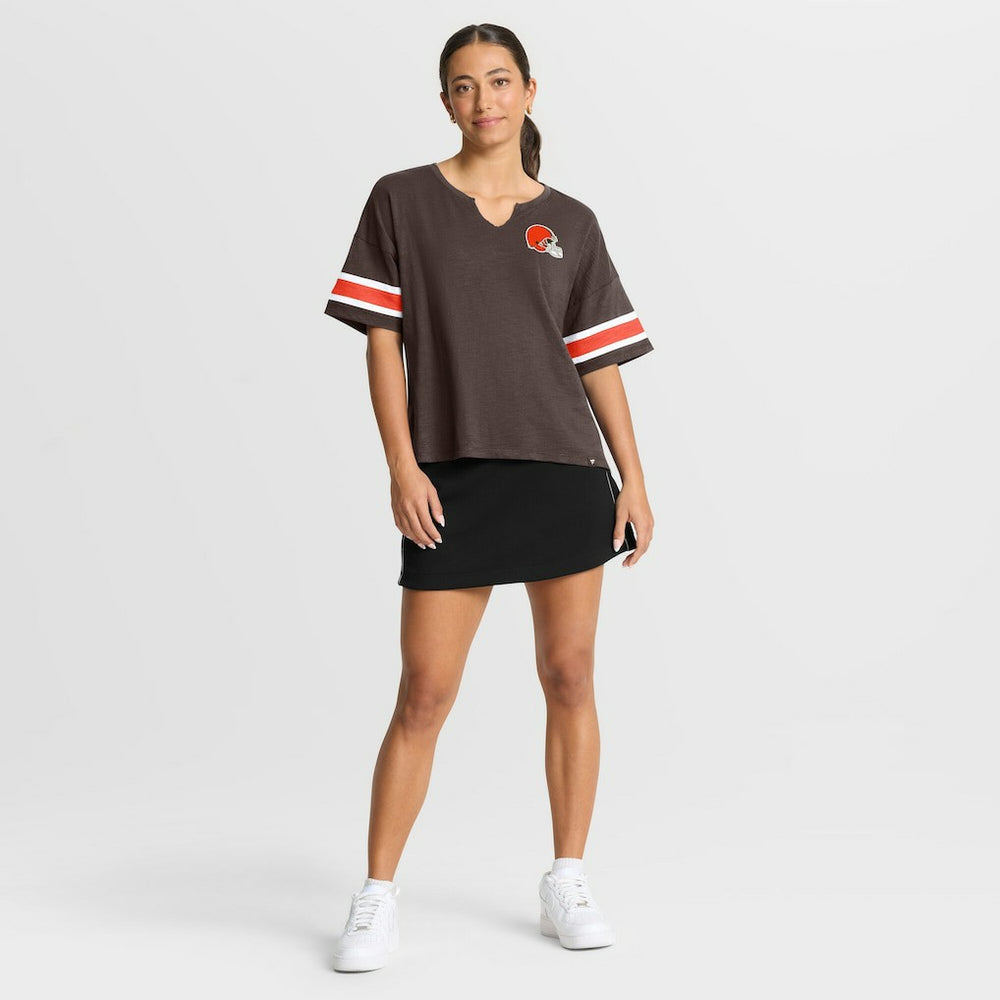 Cleveland Browns Women's Redzone Curl Route T-Shirt Brown - Fanatics