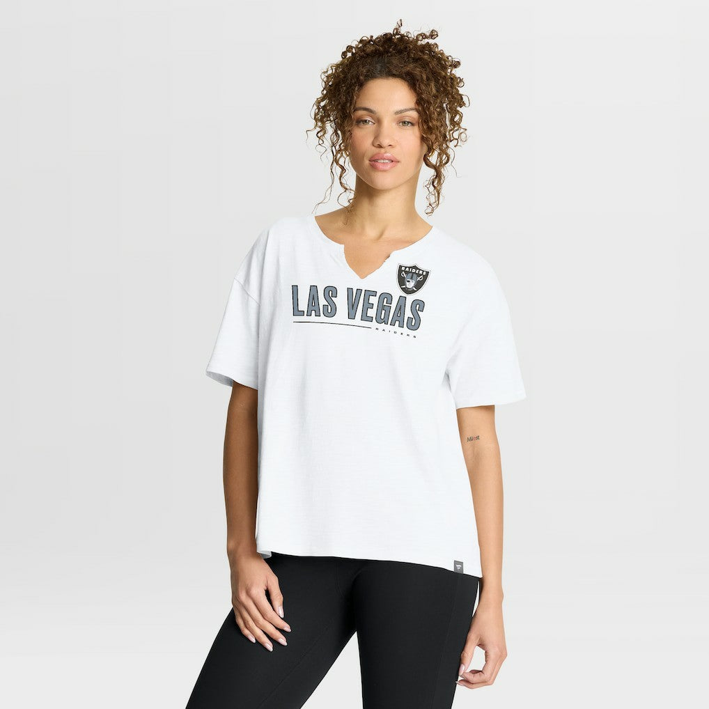 Las Vegas Raiders Women's Redzone Slub Boxy T-Shirt White - Fanatics