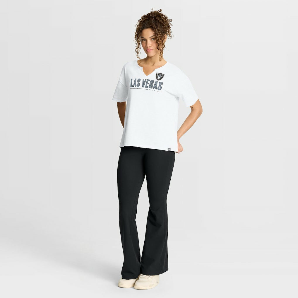 Las Vegas Raiders Women's Redzone Slub Boxy T-Shirt White - Fanatics