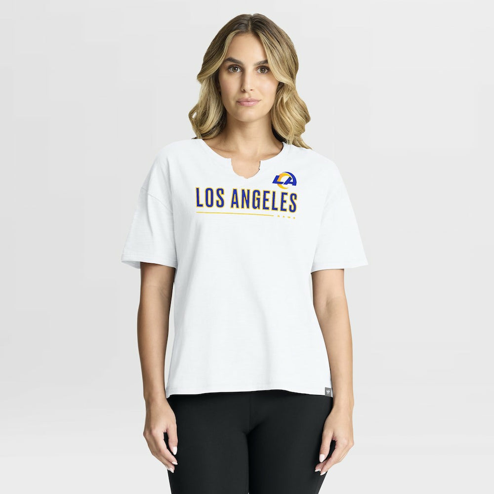 Los Angeles Rams Women's Redzone Slub Boxy T-Shirt White - Fanatics