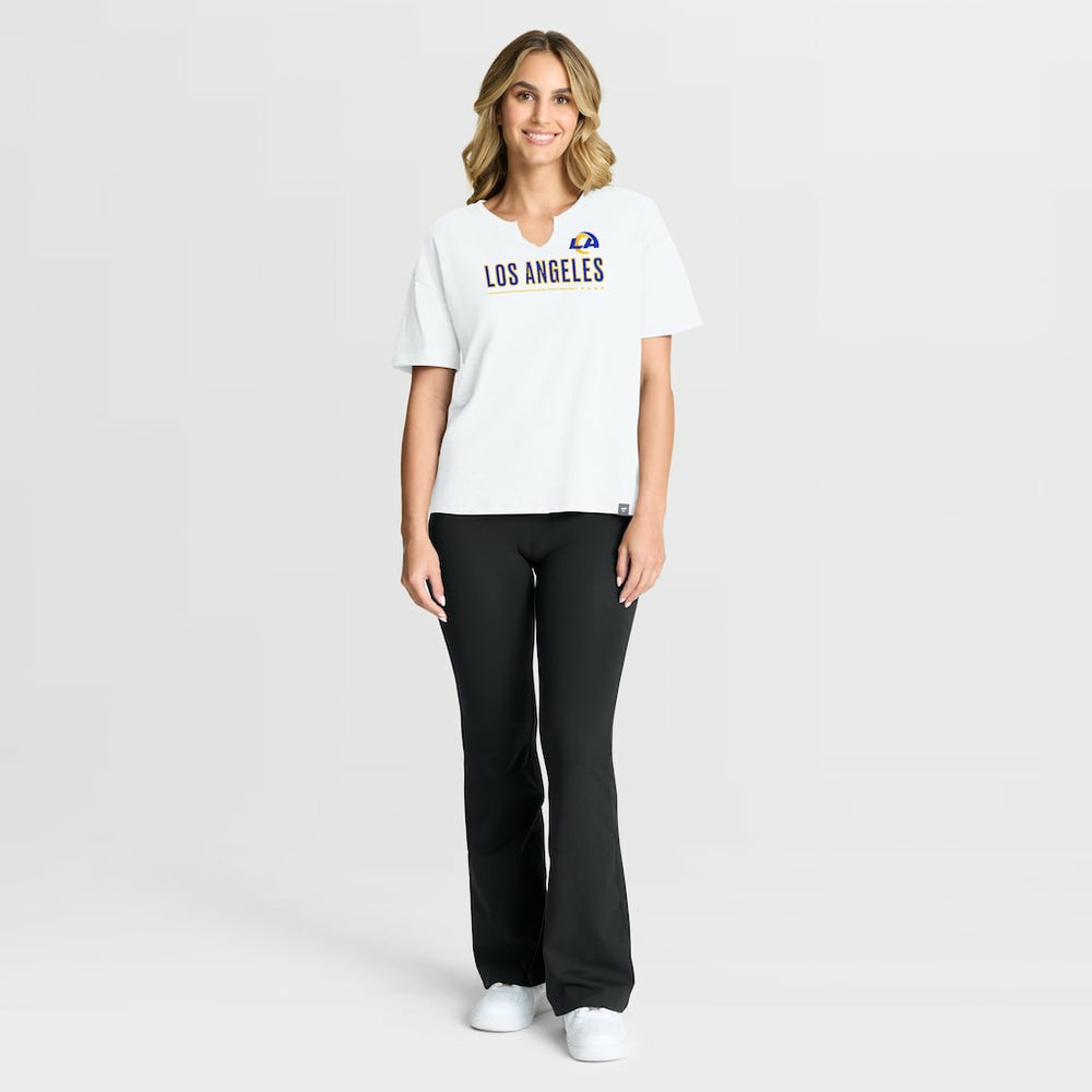 Los Angeles Rams Women's Redzone Slub Boxy T-Shirt White - Fanatics