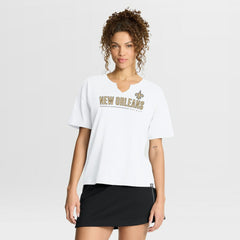 New Orleans Saints Women's Redzone Slub Boxy T-Shirt White - Fanatics