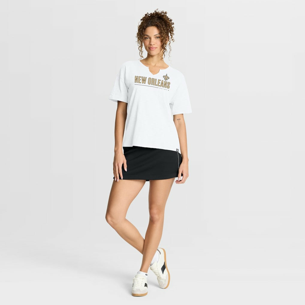New Orleans Saints Women's Redzone Slub Boxy T-Shirt White - Fanatics