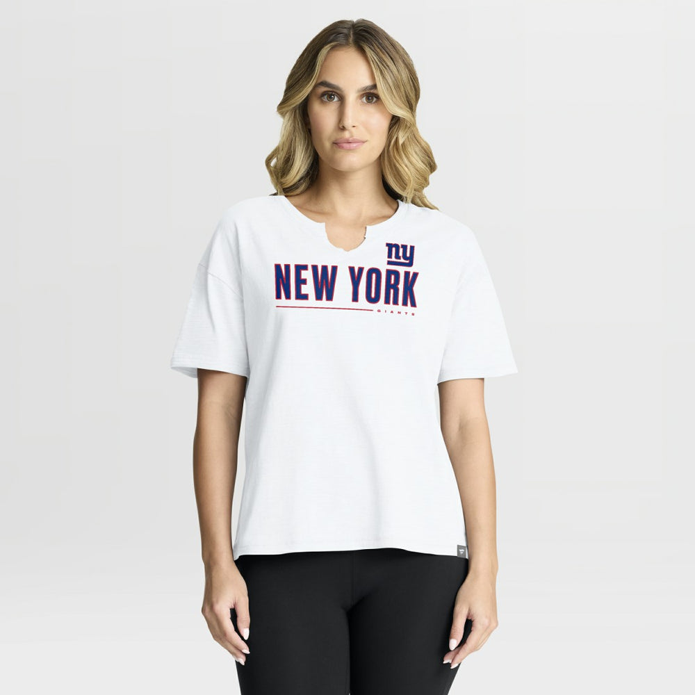 New York Giants Women's Redzone Slub Boxy T-Shirt White - Fanatics