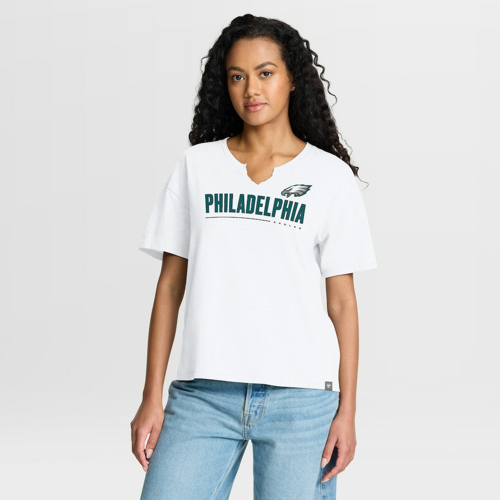 Philadelphia Eagles Women's Redzone Slub Boxy T-Shirt White - Fanatics