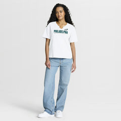 Philadelphia Eagles Women's Redzone Slub Boxy T-Shirt White - Fanatics