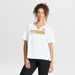 Pittsburgh Steelers Women's Redzone Slub Boxy T-Shirt White - Fanatics