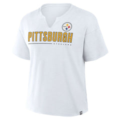 Pittsburgh Steelers Women's Redzone Slub Boxy T-Shirt White - Fanatics