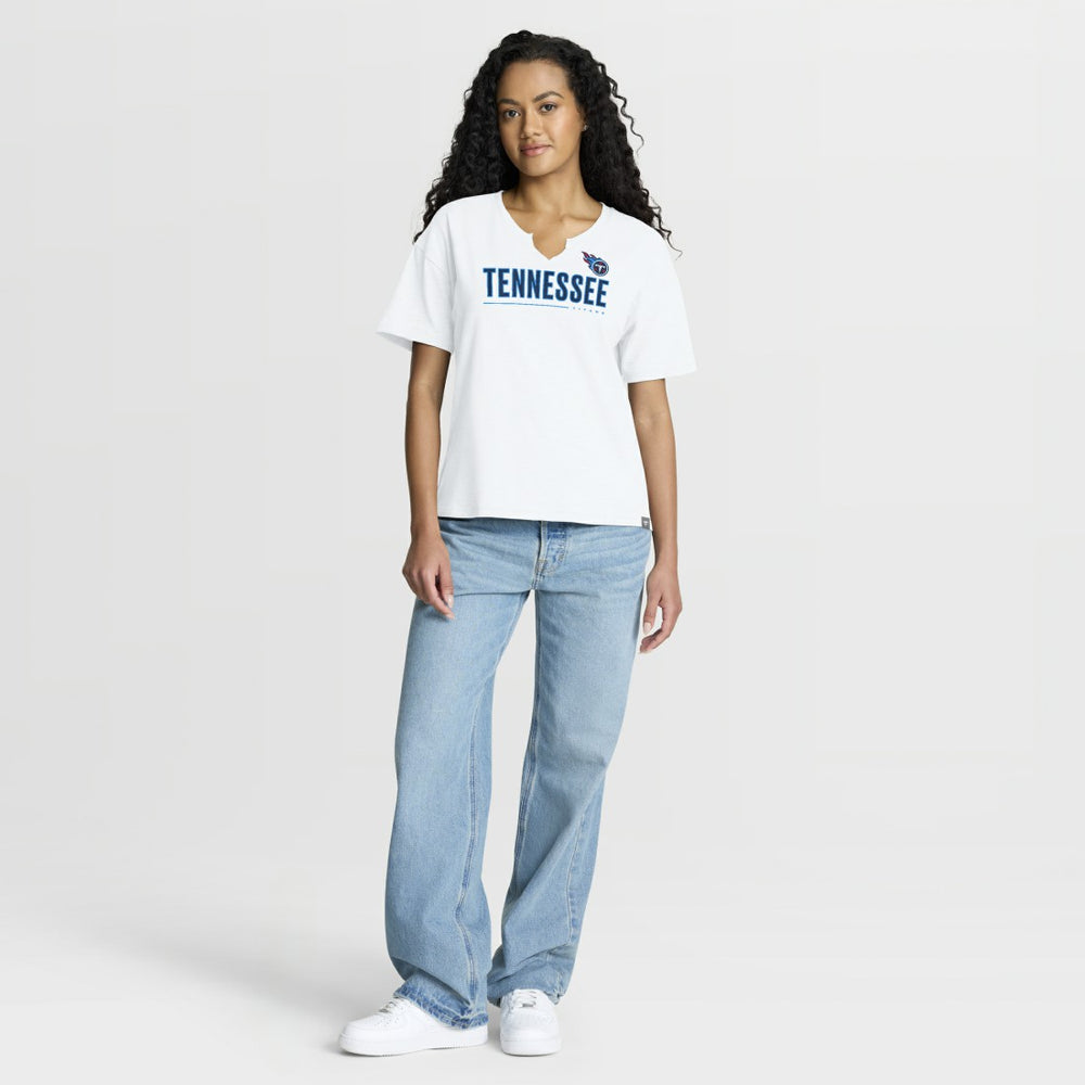 Tennessee Titans Women's Redzone Slub Boxy T-Shirt White - Fanatics