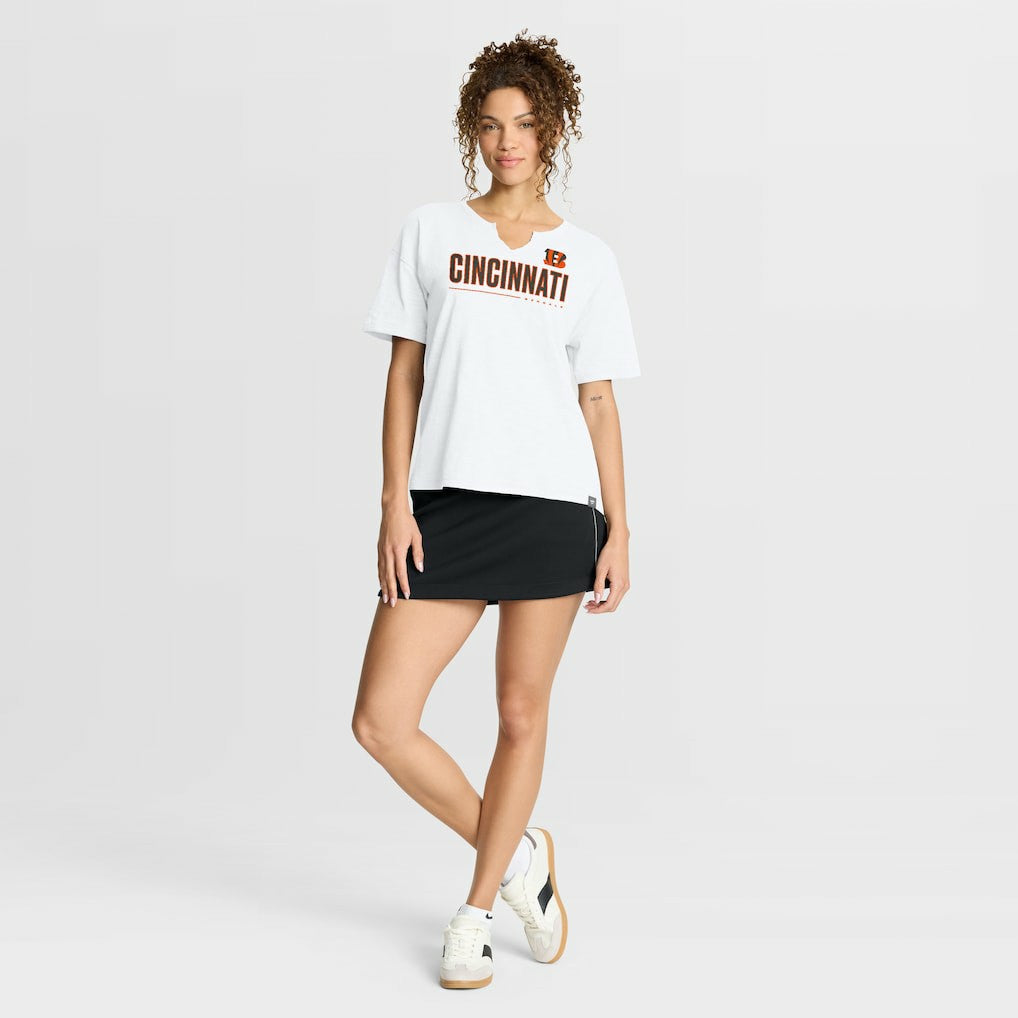 Cincinnati Bengals Women's Redzone Slub Boxy T-Shirt White - Fanatics