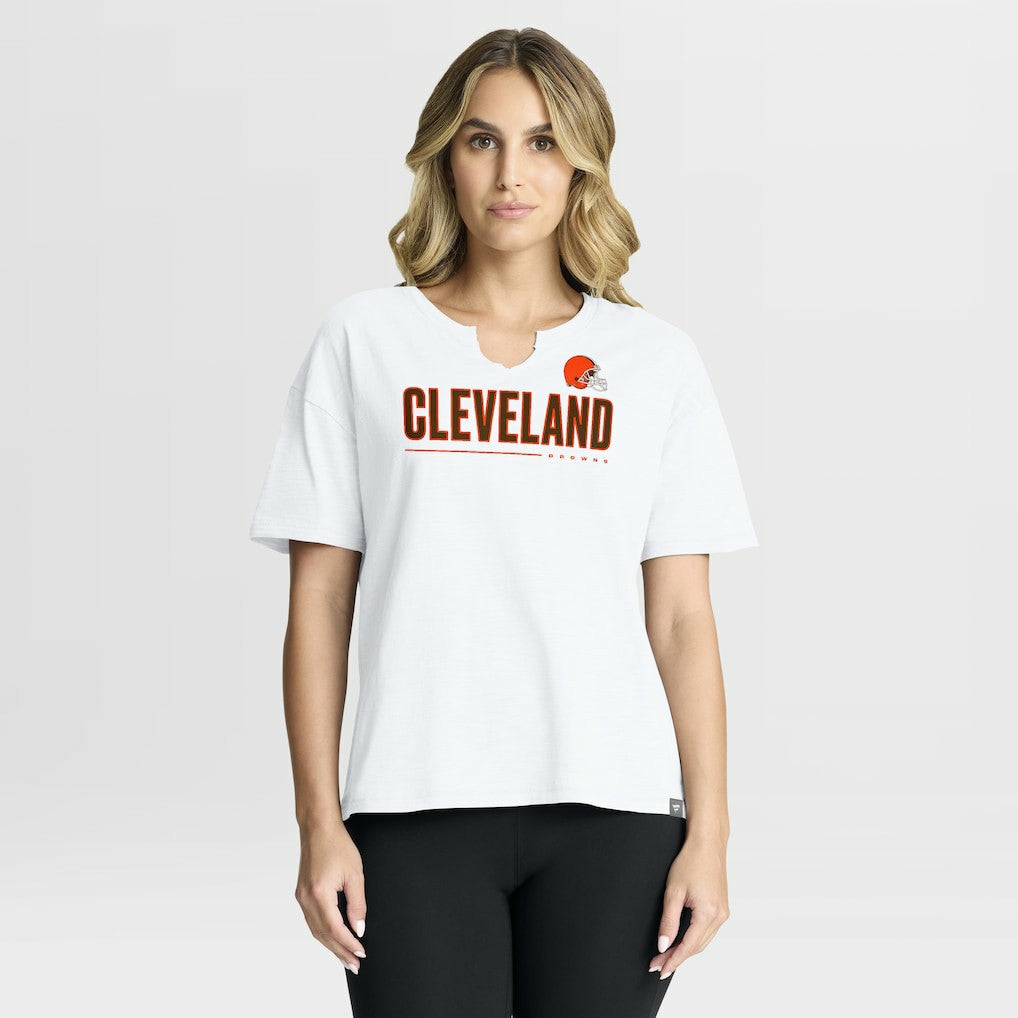 Cleveland Browns Women's Redzone Slub Boxy T-Shirt White - Fanatics
