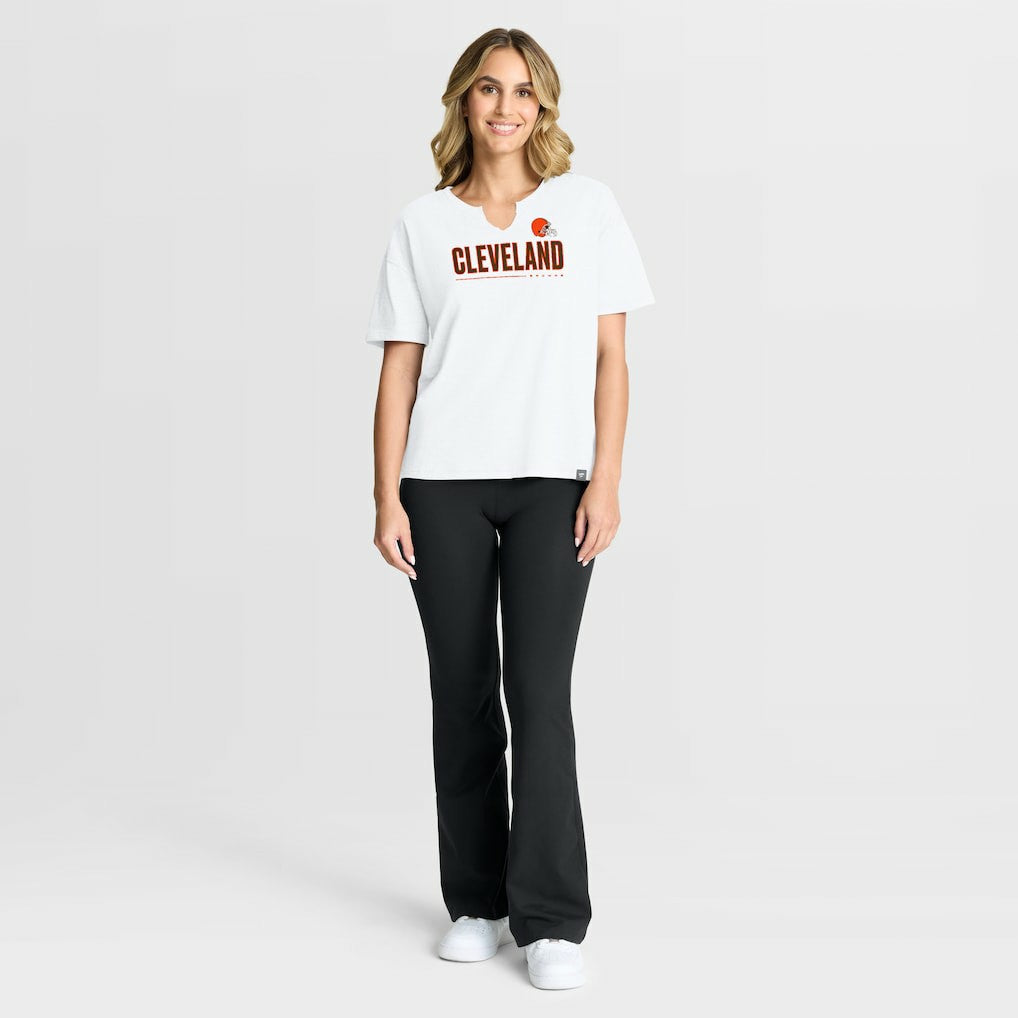 Cleveland Browns Women's Redzone Slub Boxy T-Shirt White - Fanatics