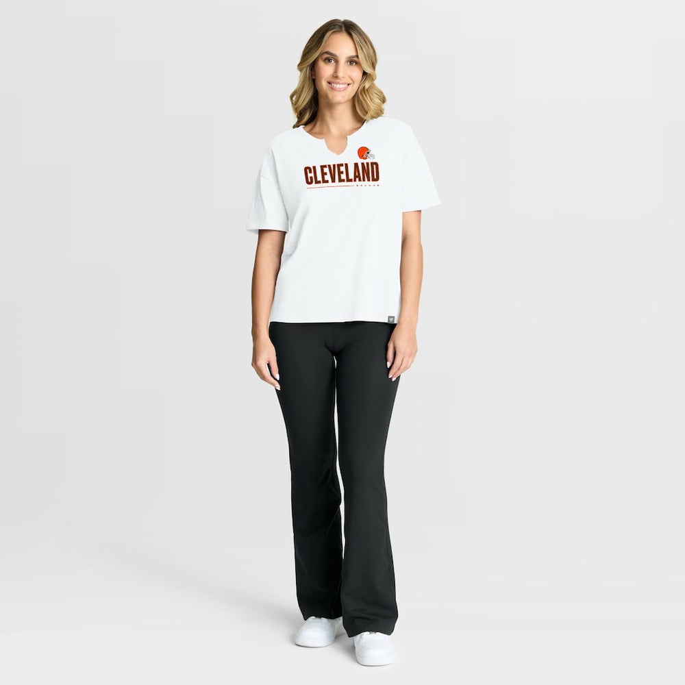 Cleveland Browns Women's Redzone Slub Boxy T-Shirt White - Fanatics