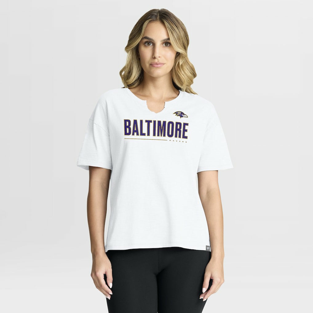 Baltimore Ravens Women's Redzone Slub Boxy T-Shirt White - Fanatics